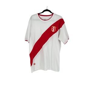 Men's Peru National Soccer Team Red and White Tee - Size XXL